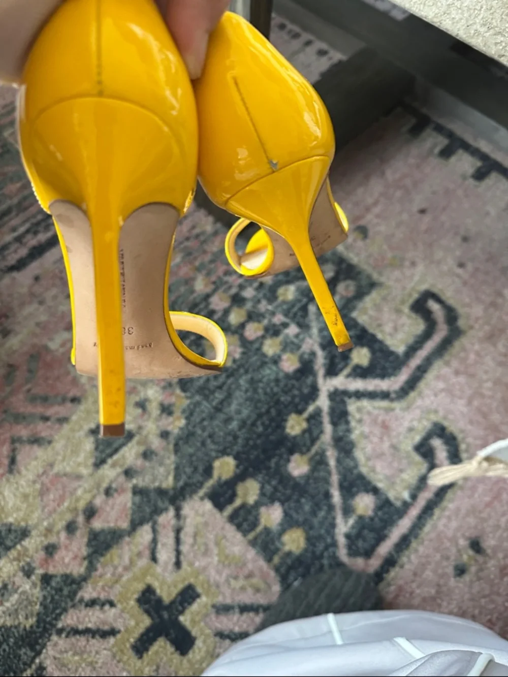 Manolo Blahnik Yellow Patent Leather D'Orsay Heels - Picture 2 of 5